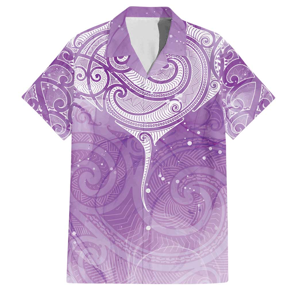 Epilepsy Awareness Maori Aotearoa Family Matching Tank Maxi Dress and Hawaiian Shirt Manta Ray - Purple Glaze - Polynesian Pride