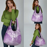 Epilepsy Awareness Maori Aotearoa Grocery Bag Manta Ray - Purple Glaze - Polynesian Pride