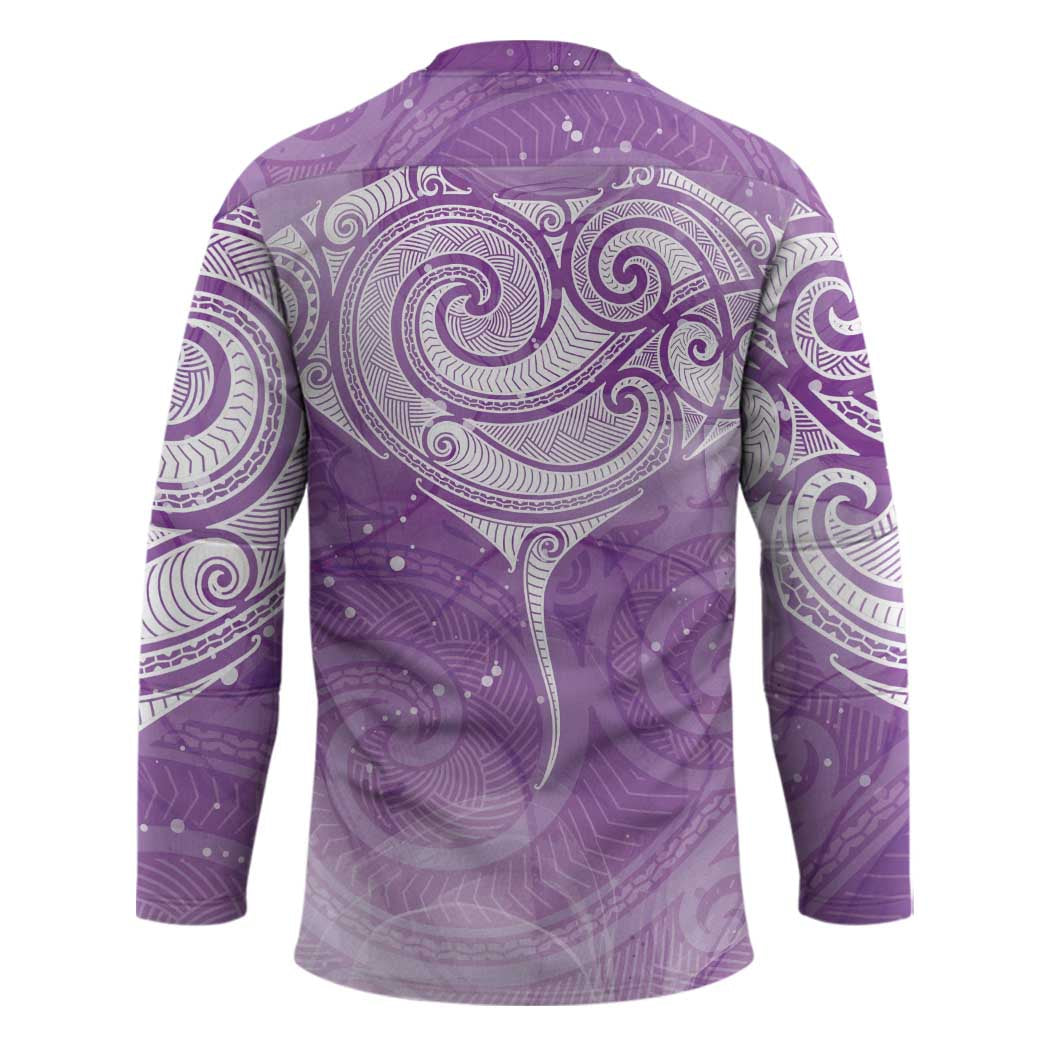 Epilepsy Awareness Maori Aotearoa Hockey Jersey Manta Ray - Purple Glaze - Polynesian Pride