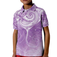Epilepsy Awareness Maori Aotearoa Kid Polo Shirt Manta Ray - Purple Glaze - Polynesian Pride