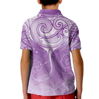 Epilepsy Awareness Maori Aotearoa Kid Polo Shirt Manta Ray - Purple Glaze - Polynesian Pride