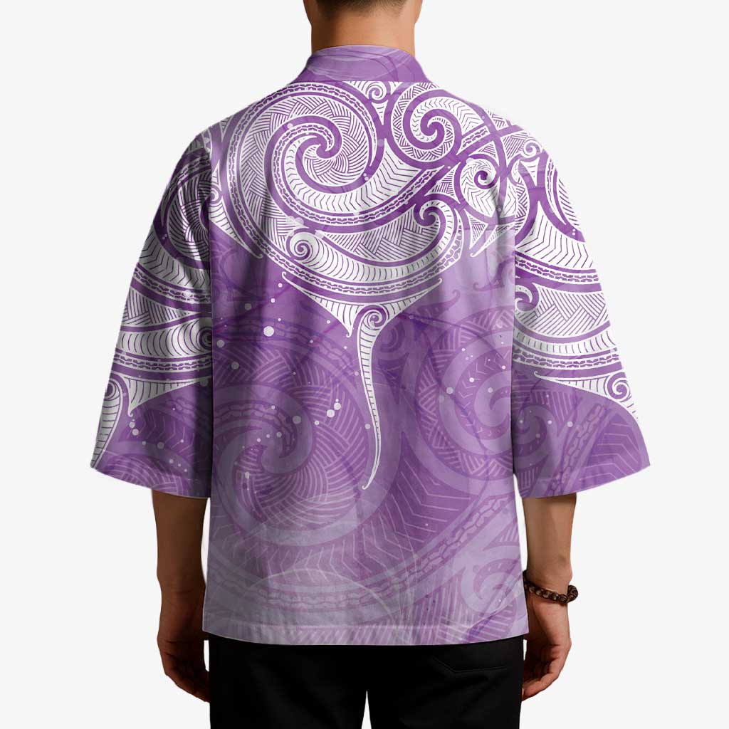 Epilepsy Awareness Maori Aotearoa Kimono Manta Ray - Purple Glaze - Polynesian Pride