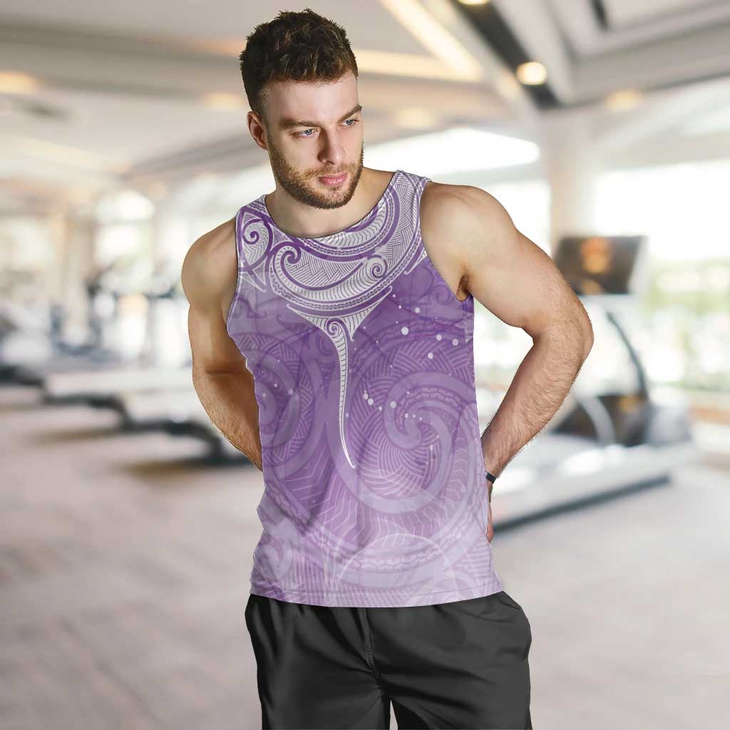 Epilepsy Awareness Maori Aotearoa Men Tank Top Manta Ray - Purple Glaze - Polynesian Pride