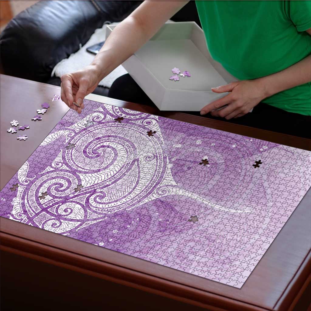 Epilepsy Awareness Maori Aotearoa Puzzle Manta Ray - Purple Glaze - Polynesian Pride