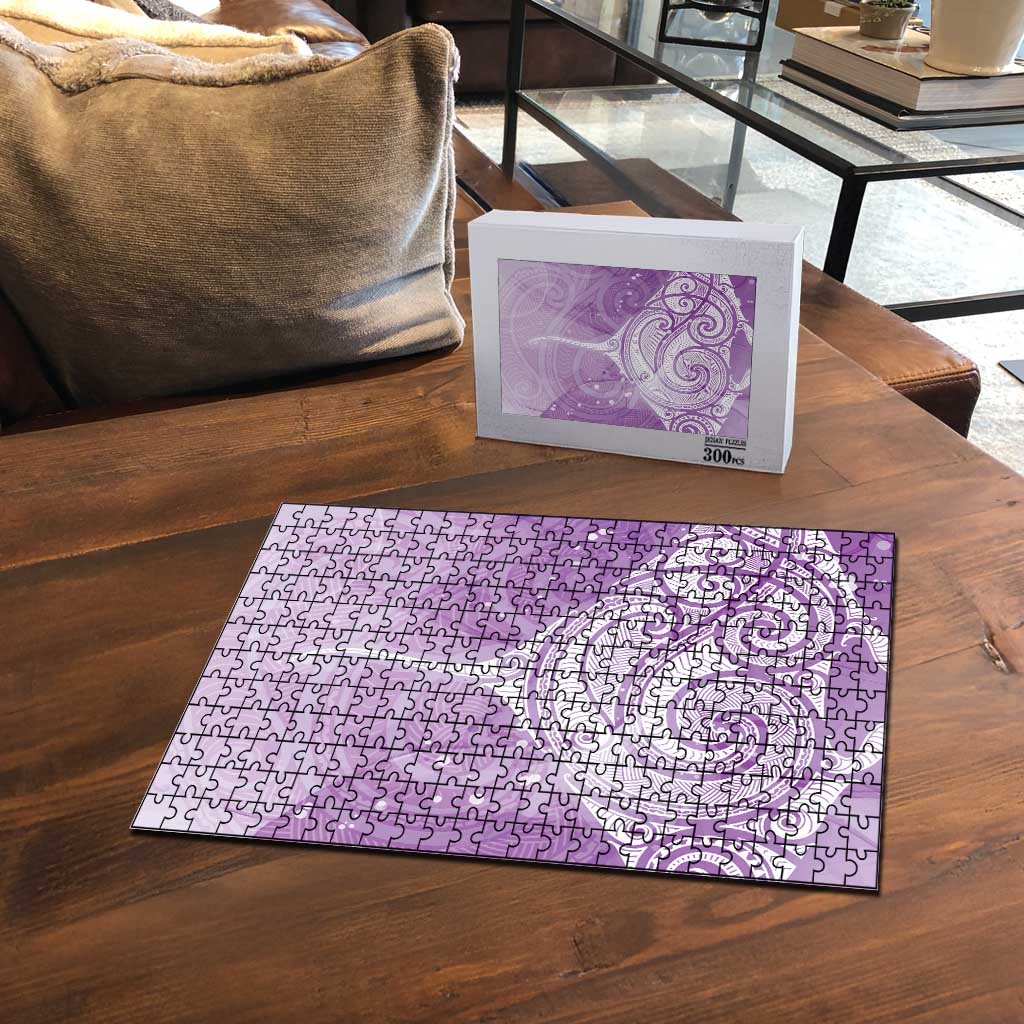 Epilepsy Awareness Maori Aotearoa Puzzle Manta Ray - Purple Glaze - Polynesian Pride