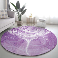 Epilepsy Awareness Maori Aotearoa Round Carpet Manta Ray - Purple Glaze - Polynesian Pride