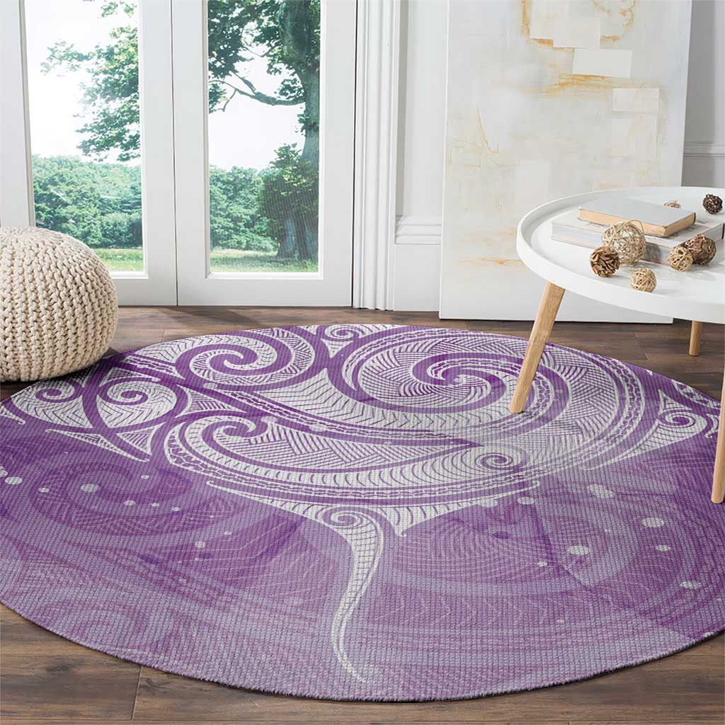 Epilepsy Awareness Maori Aotearoa Round Carpet Manta Ray - Purple Glaze - Polynesian Pride
