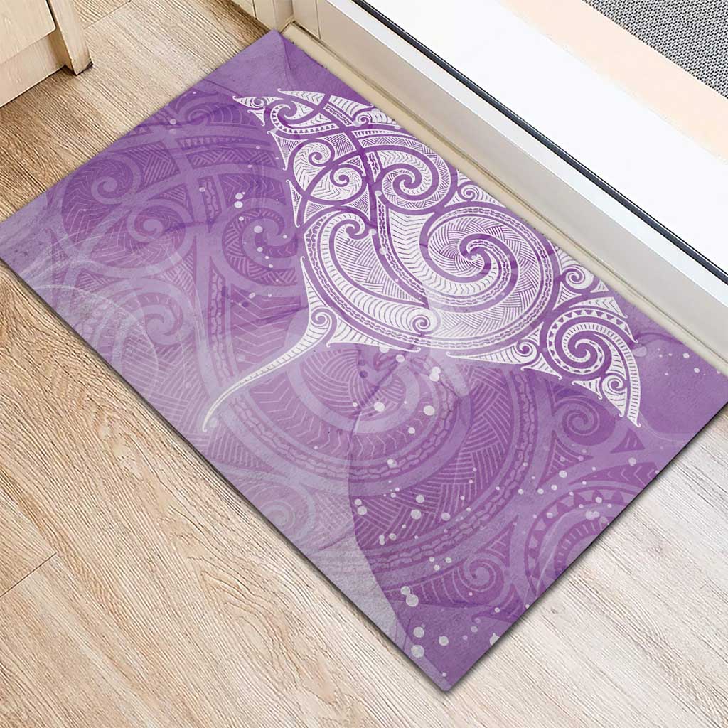 Epilepsy Awareness Maori Aotearoa Rubber Doormat Manta Ray - Purple Glaze - Polynesian Pride