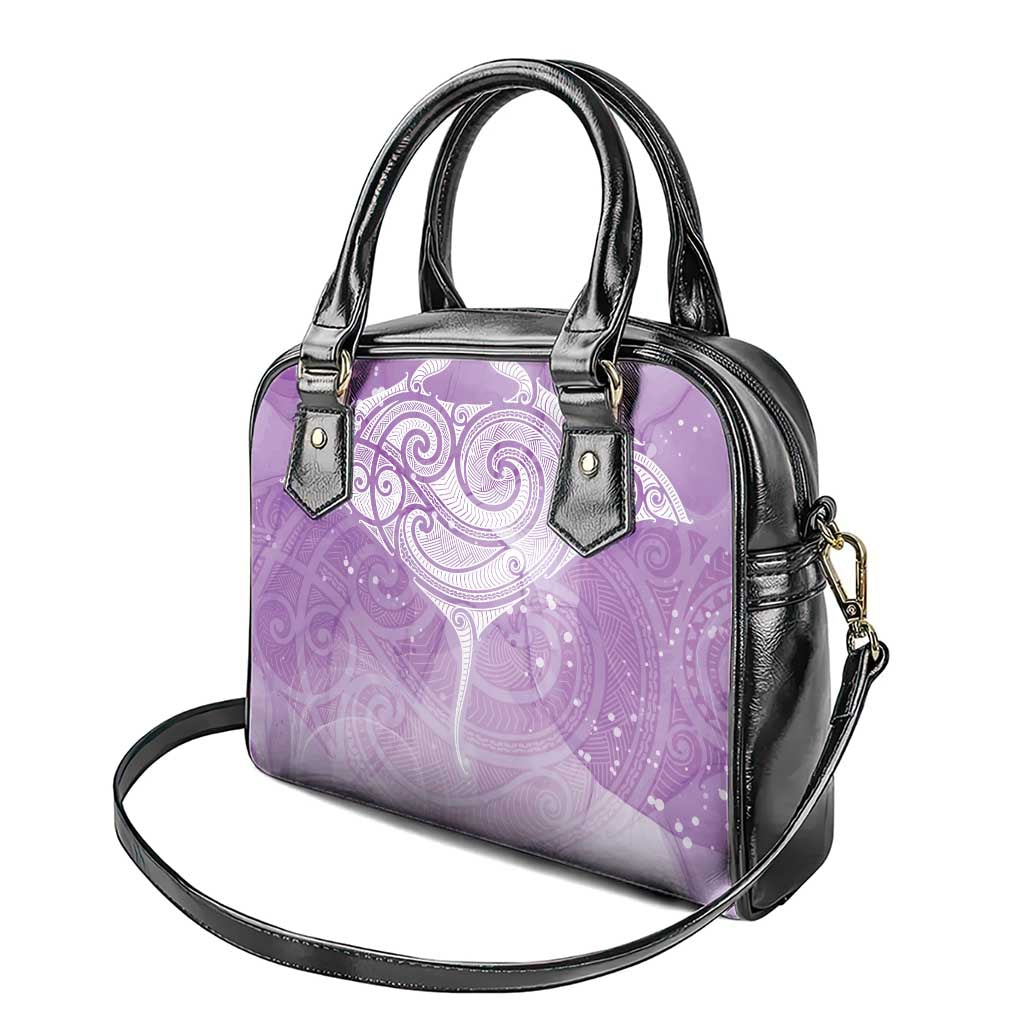 Epilepsy Awareness Maori Aotearoa Shoulder Handbag Manta Ray - Purple Glaze - Polynesian Pride