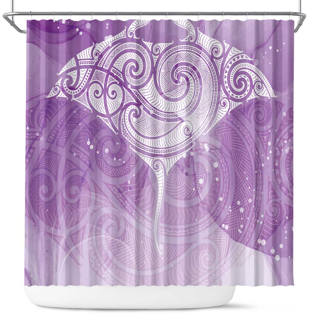 Epilepsy Awareness Maori Aotearoa Shower Curtain Manta Ray - Purple Glaze - Polynesian Pride