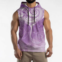 Epilepsy Awareness Maori Aotearoa Sleeveless Hoodie Manta Ray - Purple Glaze - Polynesian Pride