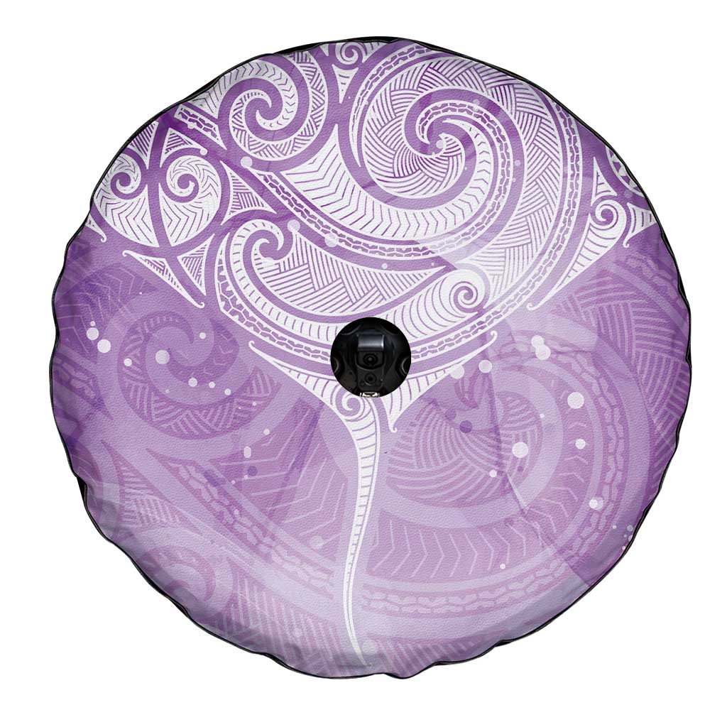 Epilepsy Awareness Maori Aotearoa Spare Tire Cover Manta Ray - Purple Glaze - Polynesian Pride