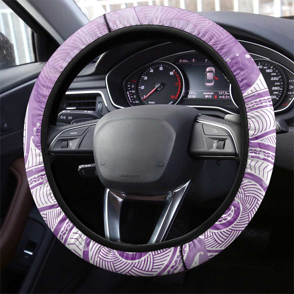 Epilepsy Awareness Maori Aotearoa Steering Wheel Cover Manta Ray - Purple Glaze - Polynesian Pride