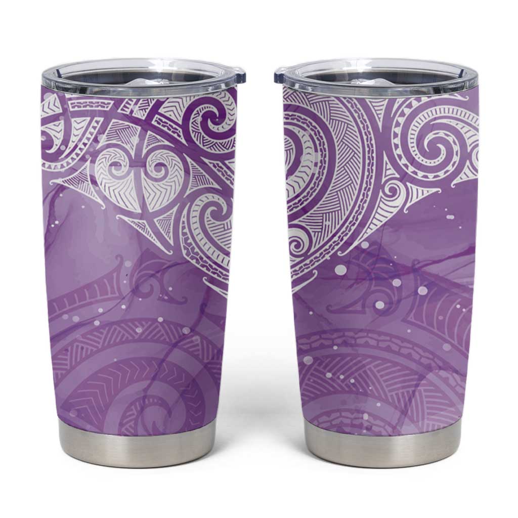 Epilepsy Awareness Maori Aotearoa Tumbler Cup Manta Ray - Purple Glaze - Polynesian Pride