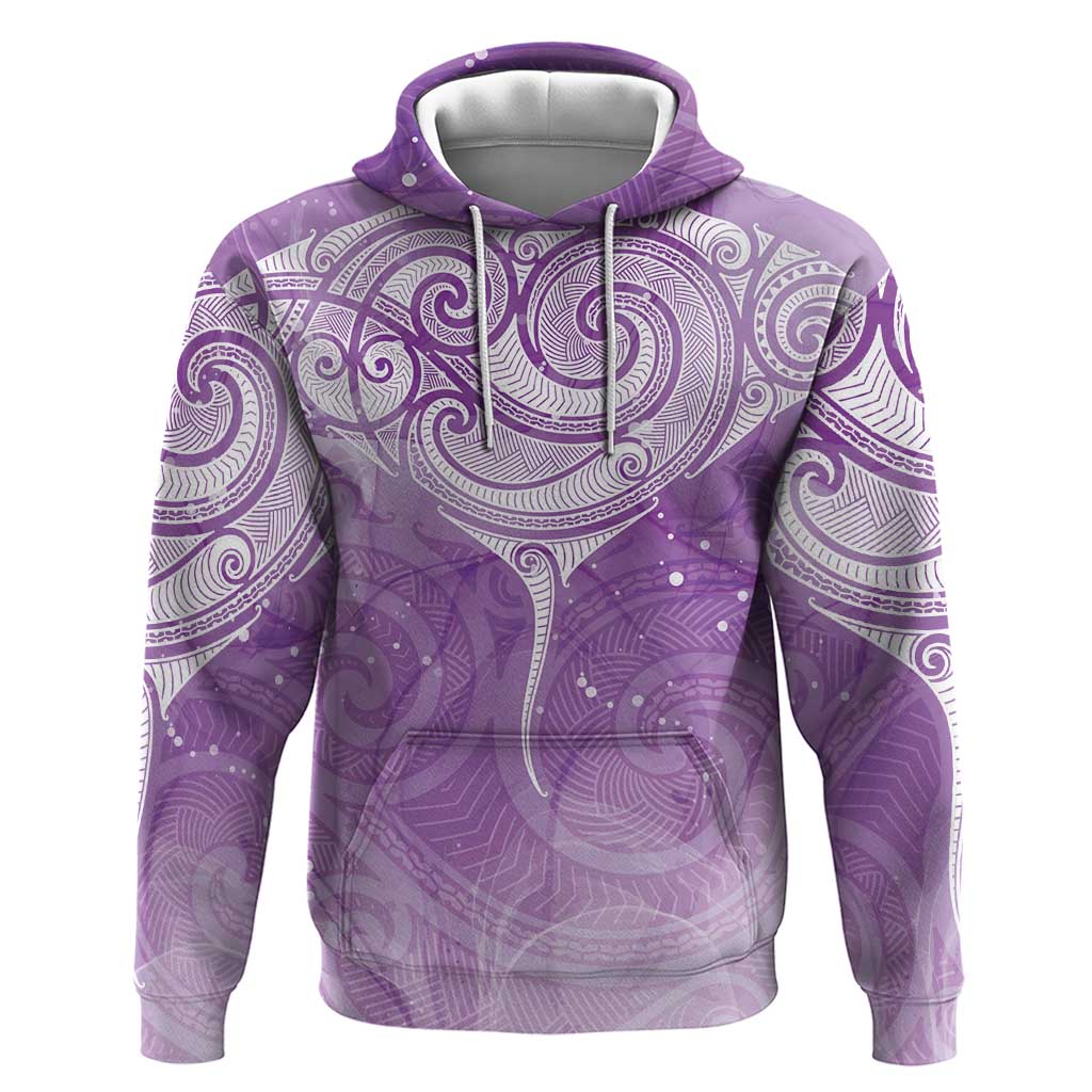 Epilepsy Awareness Maori Aotearoa Zip Hoodie Manta Ray - Purple Glaze - Polynesian Pride