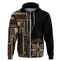 Samoa Siapo Motif Hoodie Classic Style - Black Ver02 LT7 - Polynesian Pride