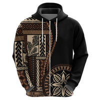 Samoa Siapo Motif Hoodie Classic Style - Black Ver02 LT7 - Polynesian Pride