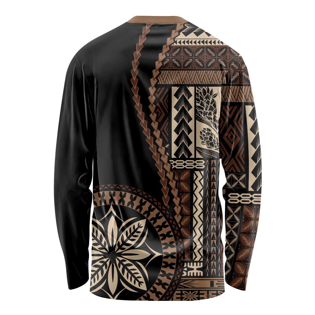 Samoa Siapo Motif Long Sleeve Shirt Classic Style - Black Ver02 LT7 - Polynesian Pride