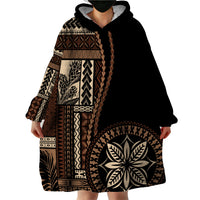 Samoa Siapo Motif Wearable Blanket Hoodie Classic Style - Black Ver02 LT7 - Polynesian Pride