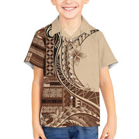 Samoa Siapo Mamanu Kid Hawaiian Shirt Plumeria Mocha Motifs LT7 Kid Mocha - Polynesian Pride
