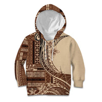 Samoa Siapo Mamanu Kid Hoodie Plumeria Mocha Motifs LT7 Hoodie Mocha - Polynesian Pride