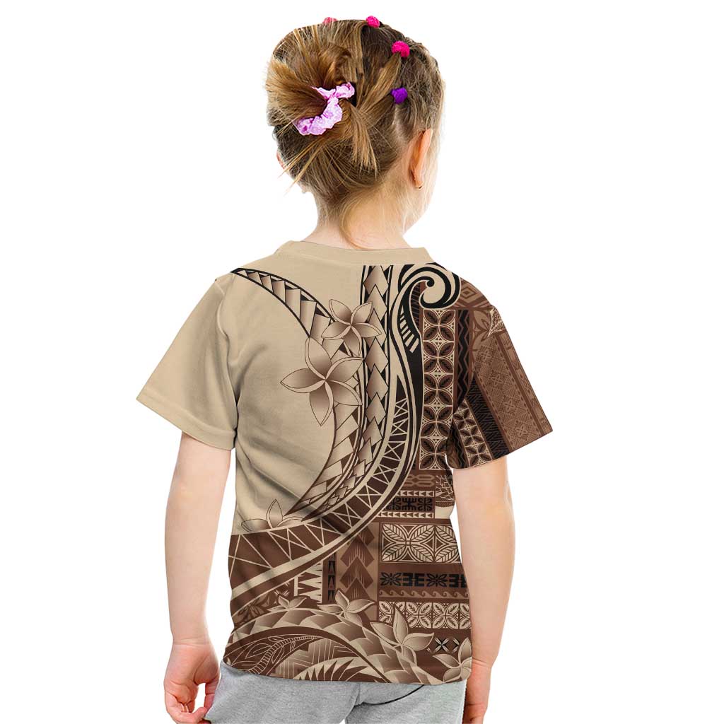 Samoa Siapo Mamanu Kid T Shirt Plumeria Mocha Motifs