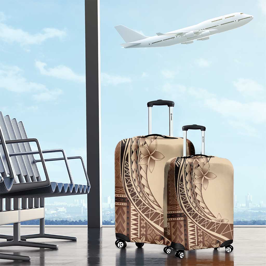 Samoa Siapo Mamanu Luggage Cover Plumeria Mocha Motifs