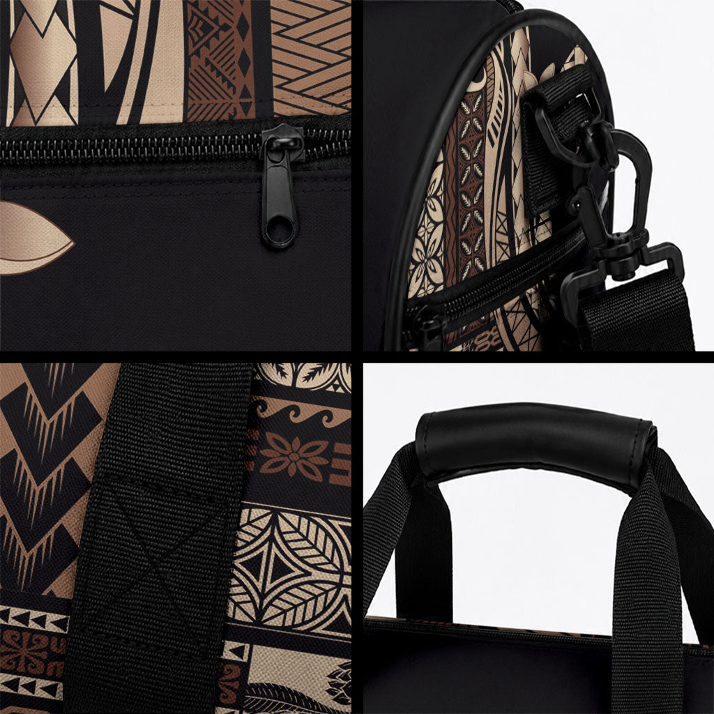 Samoa Siapo Mamanu Duffle Bag Plumeria Black Motifs LT7 - Polynesian Pride