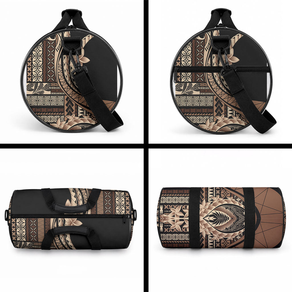 Samoa Siapo Mamanu Duffle Bag Plumeria Black Motifs LT7 - Polynesian Pride