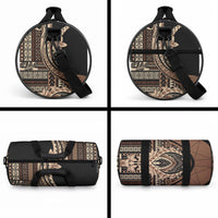 Samoa Siapo Mamanu Duffle Bag Plumeria Black Motifs LT7 - Polynesian Pride