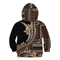 Samoa Siapo Mamanu Kid Hoodie Plumeria Black Motifs LT7 - Polynesian Pride