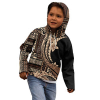 Samoa Siapo Mamanu Kid Hoodie Plumeria Black Motifs LT7 - Polynesian Pride