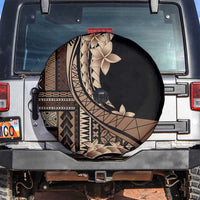 Samoa Siapo Mamanu Spare Tire Cover Plumeria Black Motifs LT7 Black - Polynesian Pride