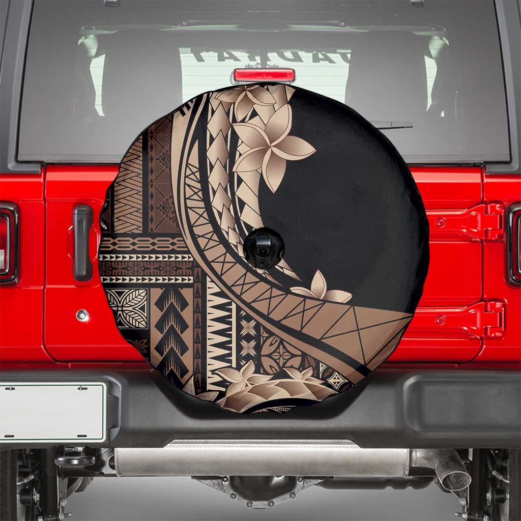 Samoa Siapo Mamanu Spare Tire Cover Plumeria Black Motifs LT7 - Polynesian Pride