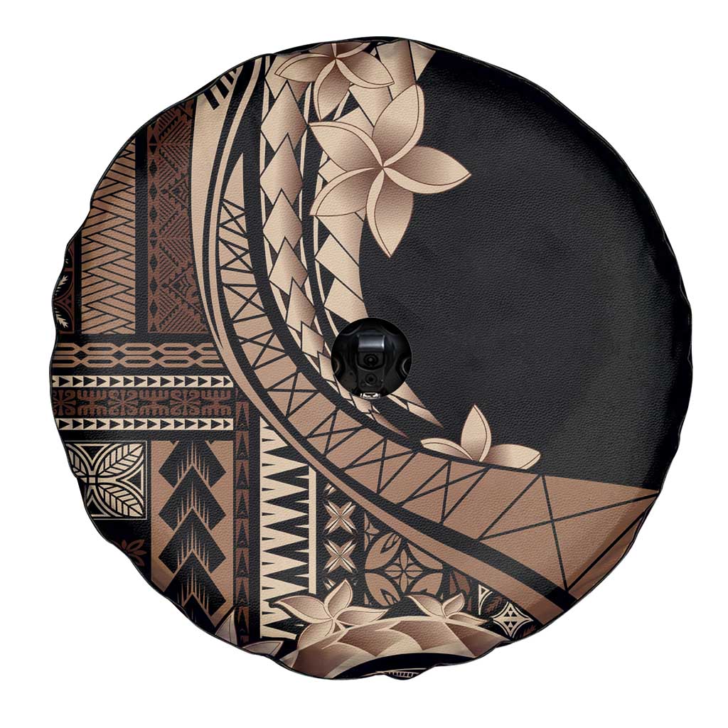 Samoa Siapo Mamanu Spare Tire Cover Plumeria Black Motifs LT7 - Polynesian Pride