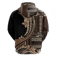 Samoa Siapo Mamanu Zip Hoodie Plumeria Black Motifs