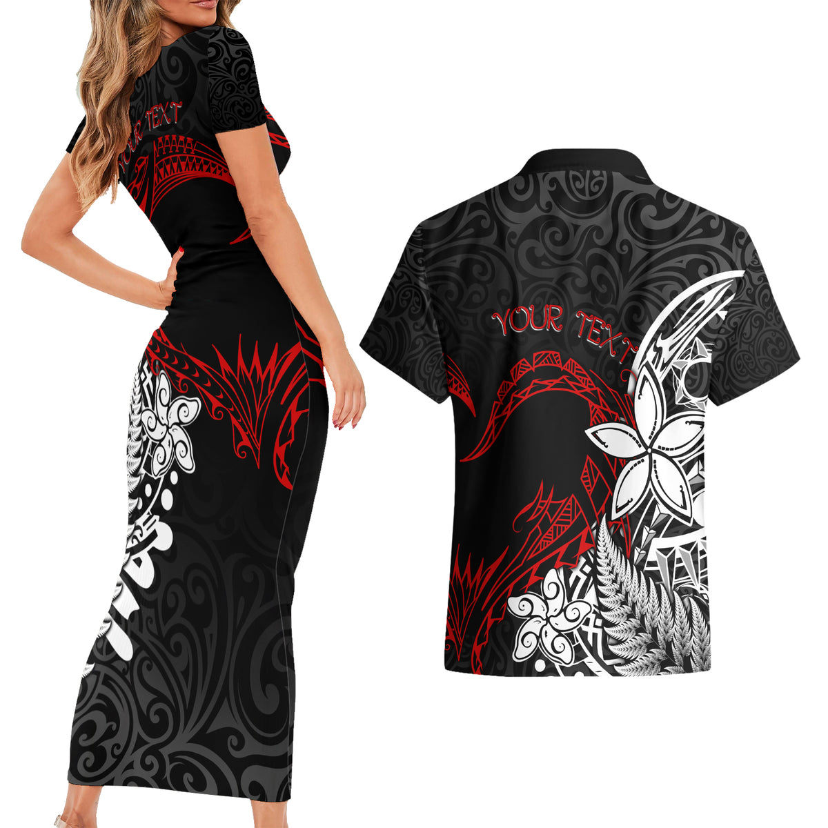 New Zealand Aotearoa Valentine Couples Matching Short Sleeve Bodycon Dress and Hawaiian Shirt Couple Maori Aroha Ki a Koe Ver.02 LT7 - Polynesian Pride