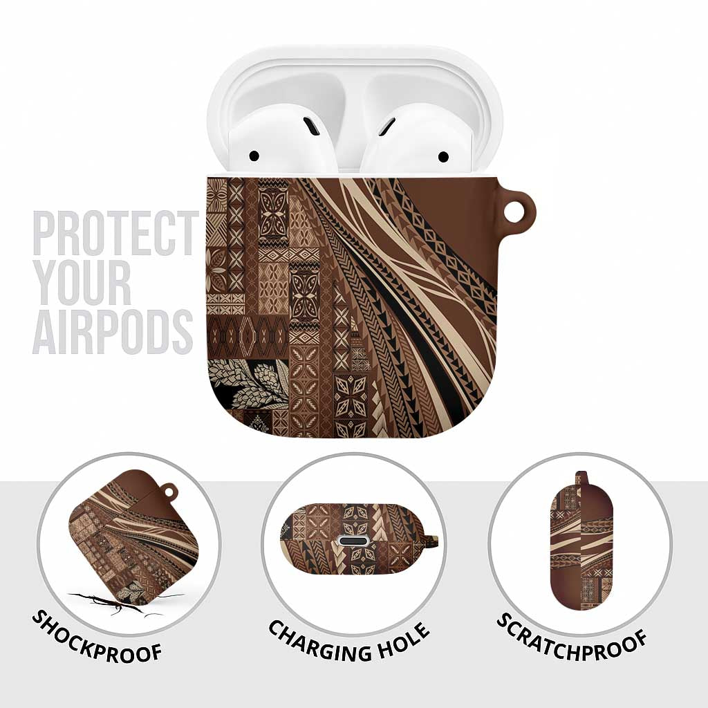 Pasifika Women's Day - Samoa Siapo Malu Tattoo Inspired AirPods Case Brown