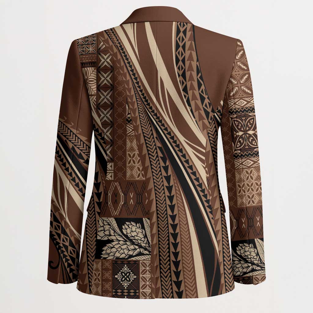 Pasifika Women's Day - Samoa Siapo Malu Tattoo Inspired Blazer Brown