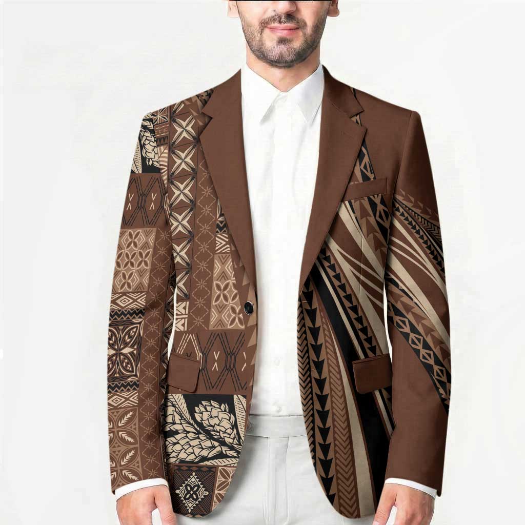 Pasifika Women's Day - Samoa Siapo Malu Tattoo Inspired Blazer Brown