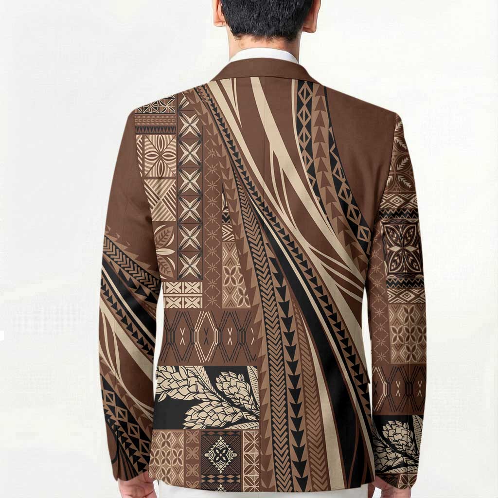 Pasifika Women's Day - Samoa Siapo Malu Tattoo Inspired Blazer Brown