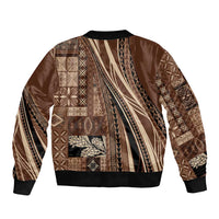 Pasifika Women's Day - Samoa Siapo Malu Tattoo Inspired Bomber Jacket Brown