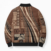 Pasifika Women's Day - Samoa Siapo Malu Tattoo Inspired Bomber Puffer Jacket Brown