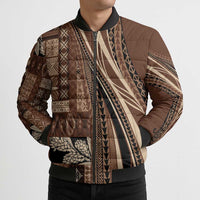 Pasifika Women's Day - Samoa Siapo Malu Tattoo Inspired Bomber Puffer Jacket Brown