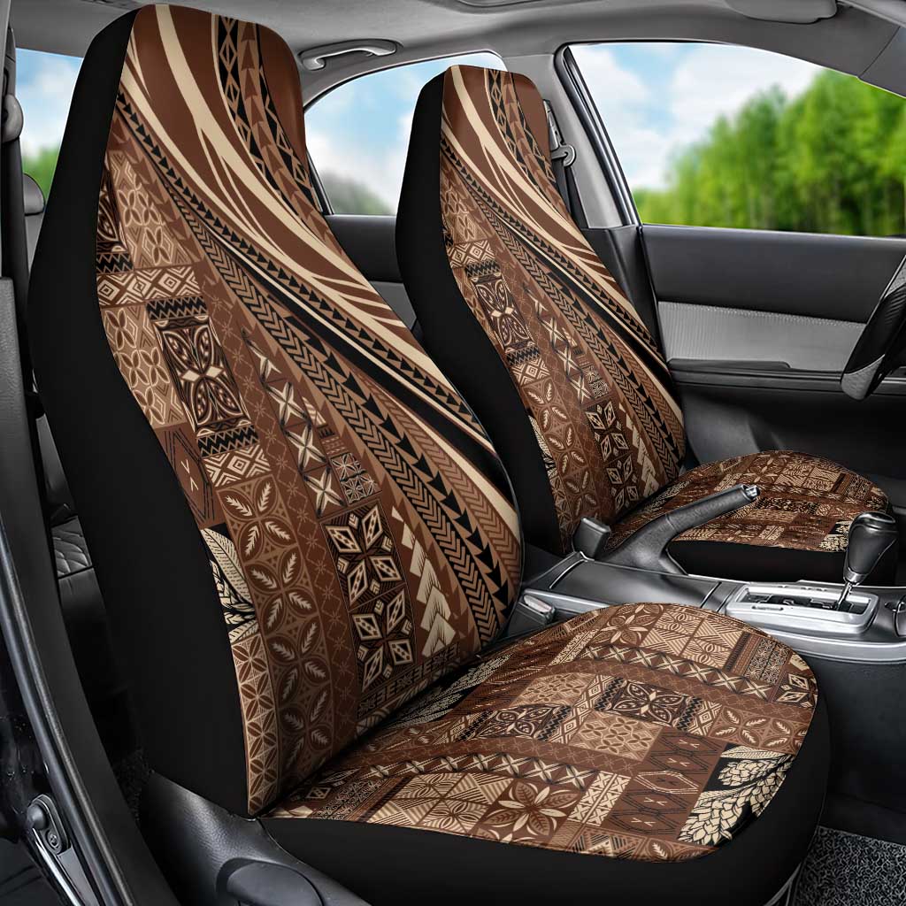 Pasifika Women's Day - Samoa Siapo Malu Tattoo Inspired Car Seat Cover Brown LT7 - Polynesian Pride