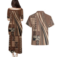 Pasifika Women's Day - Samoa Siapo Malu Tattoo Inspired Couples Matching Puletasi and Hawaiian Shirt Brown LT7 - Polynesian Pride