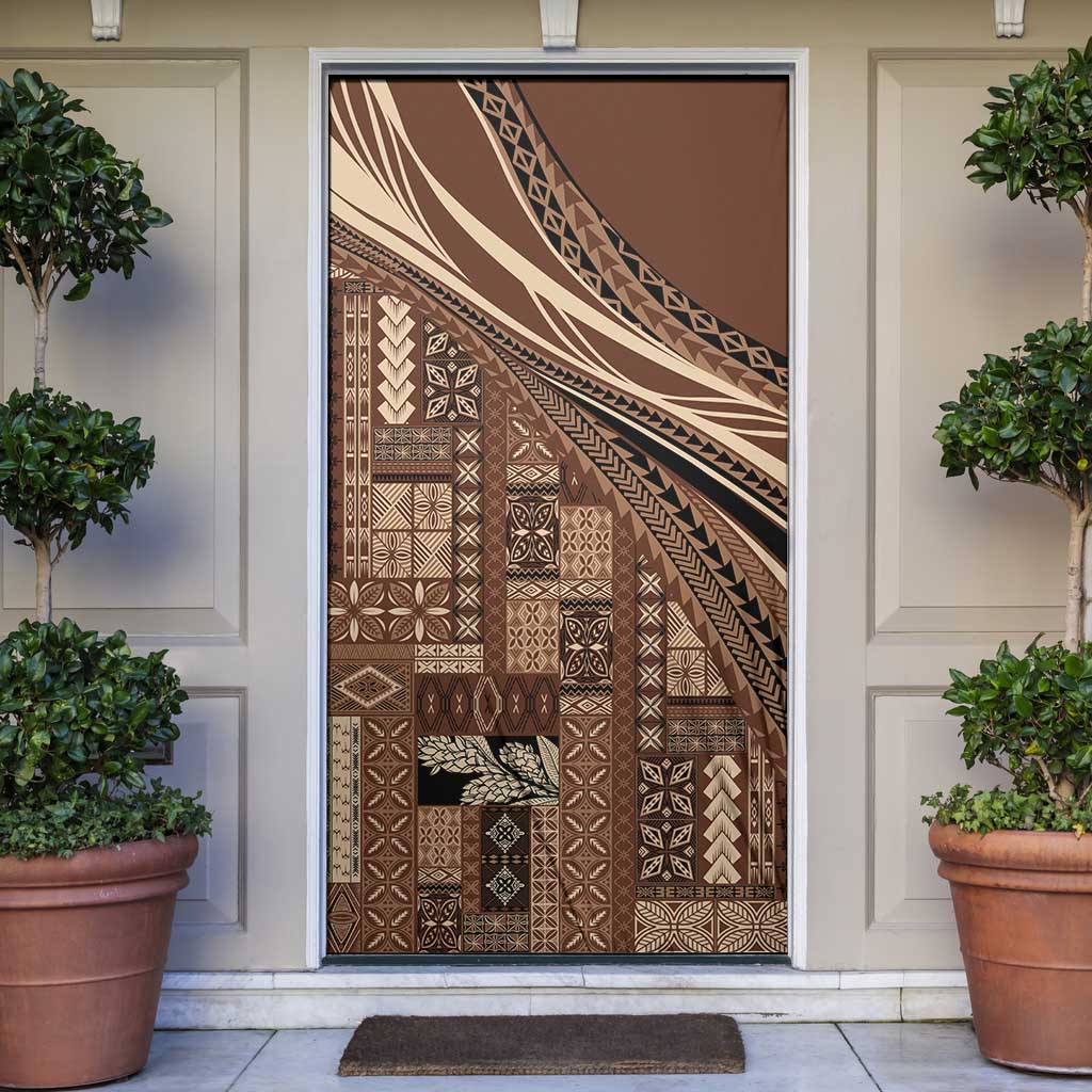 Pasifika Women's Day - Samoa Siapo Malu Tattoo Inspired Door Cover Brown LT7 Brown - Polynesian Pride