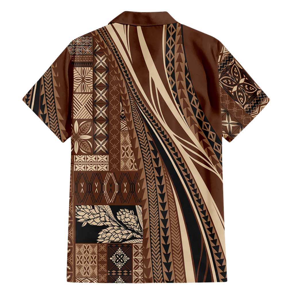 Pasifika Women's Day - Samoa Siapo Malu Tattoo Inspired Family Matching Mermaid Dress and Hawaiian Shirt Brown