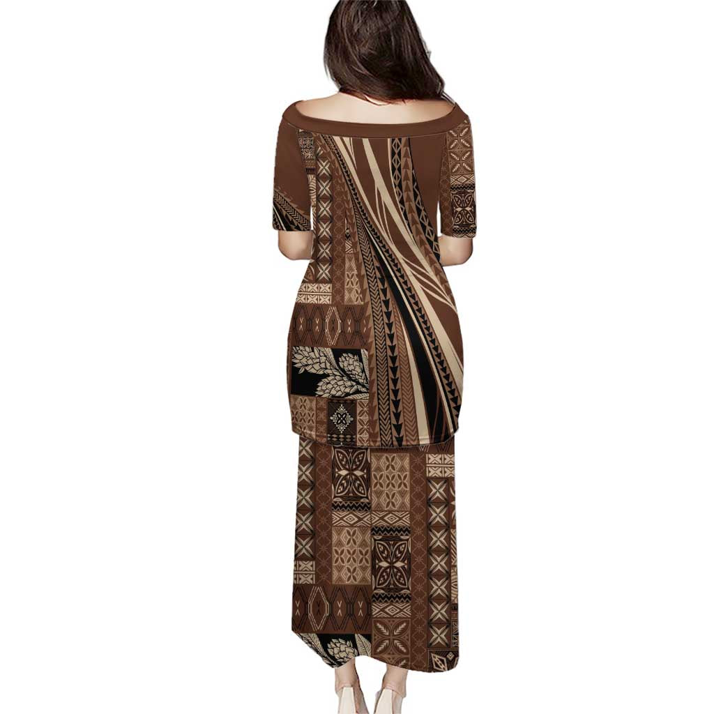 Pasifika Women's Day - Samoa Siapo Malu Tattoo Inspired Family Matching Puletasi and Hawaiian Shirt Brown