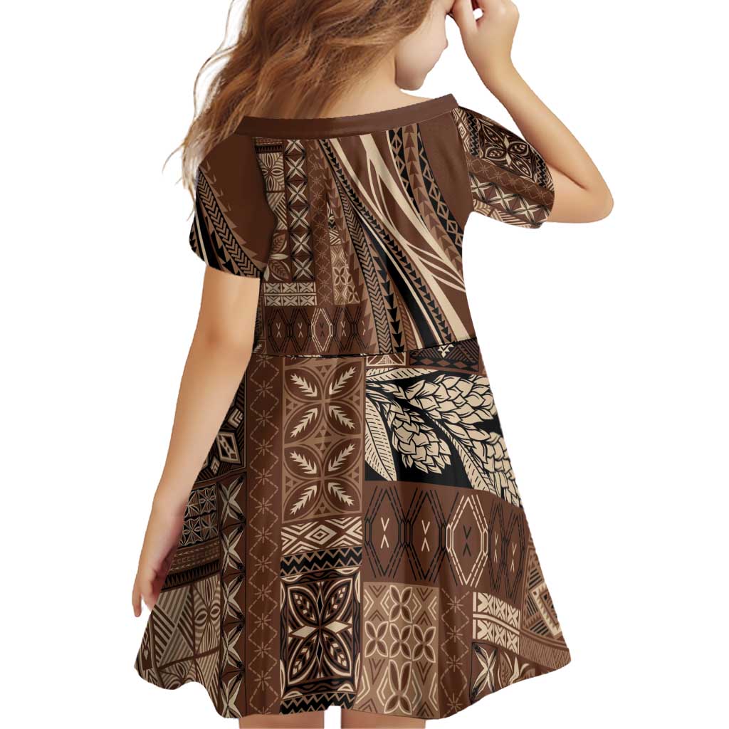 Pasifika Women's Day - Samoa Siapo Malu Tattoo Inspired Family Matching Summer Maxi Dress and Hawaiian Shirt Brown